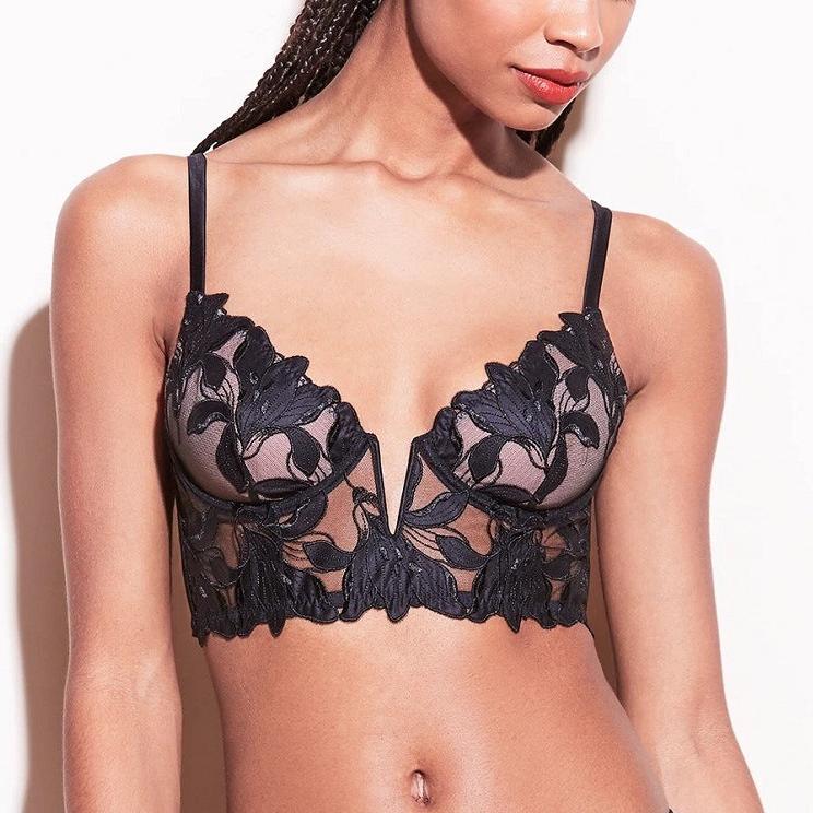 Betty Spitzen-Bügelbustier in V-Form